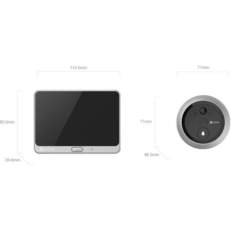 Ezviz CS-CP4 2MP Wi-Fi digitaalne uksevaataja 4.3-tollise ekraaniga, Hõbedane