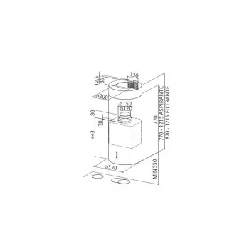 Faber CYLINDRA ISOLA EG8 X A37 Saareõhupuhasti LED-valgustusega, 670 m³/h õhuvool, energiaklass C