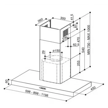 Faber Stilo Comfort BK Matt A90 90cm seinale kinnitatav korstnaõhupuhasti, must matt, 670m³/h