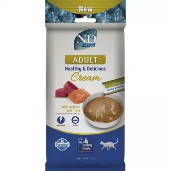 FARMINA N&D Ocean Cat Cream with Salmon & Tuna Adult Box – Kassimaius täiskasvanud kassidele – 4x15g