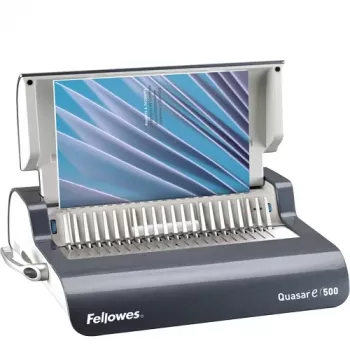 Fellowes Quasar-E 500 elektriline kombiköitmismasin, 20-lehe augustus, 500-lehe köitemahutavus, A4, 21 ristkülikukujulist auku, reguleeritav veeris, metall/plastik korpus, suur jäätmealus