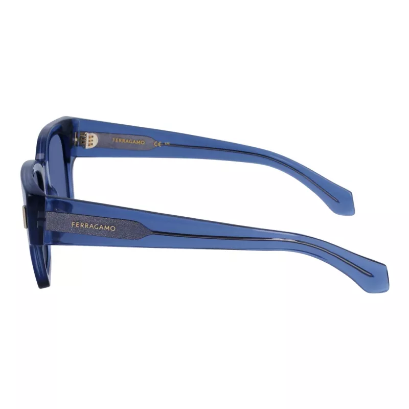 FERRAGAMO Meeste Päikeseprillid SF2010S522143 - Ristkülikukujuline atsetaatraam, UV400 kaitse, 52 mm lääts