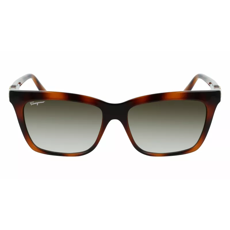 Ferragamo SF1027S-214 Naiste Päikeseprillid Havana Atseetaat Ruudukujuline Pruun Gradient 55mm