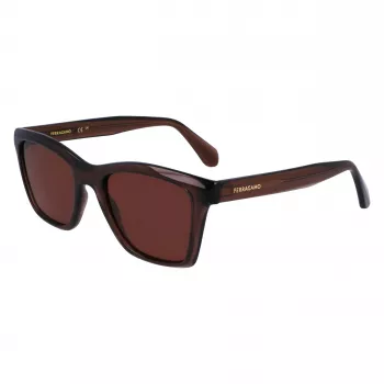 FERRAGAMO SF2001S-232 Unisex Päikeseprillid Havana Pruun Ruudukujuline Atsetaatraam Pruun Lääts 54/20/145 mm