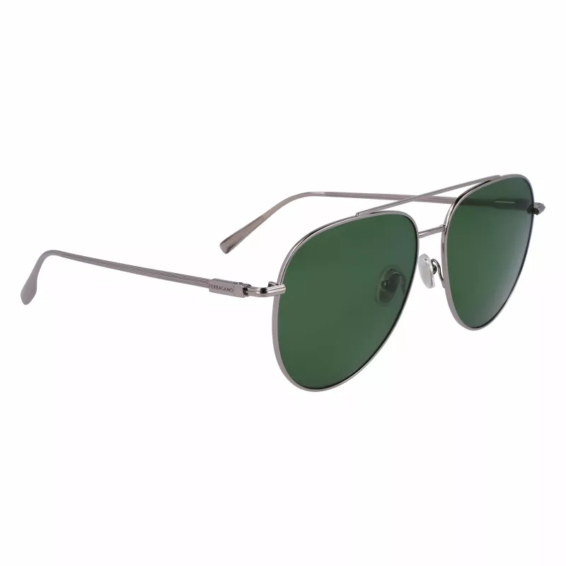 FERRAGAMO SF308S-44 Meeste ristkülikukujulised päikeseprillid - pruun Havana atsetaatraam, hallid polükarbonaat läätsed, UV400 kaitse