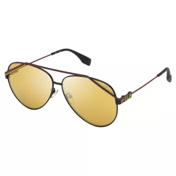 FILA SFI018-61531G Meeste ristkülikukujulised päikeseprillid Must/Hall UV400 61/11/140 mm