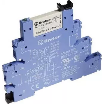 Finder 38 seeria liidesrelee moodul, 1 CO 6A, 12V DC mähis, 6,2mm, Push-in 38.51.7.012.5050