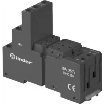 Finder 94.03.0 must kruvi pesa 55.33/55.34 & 85.33/85.34 releedele, 3-pooluseline, 10A 250V, DIN/paneeli paigaldus