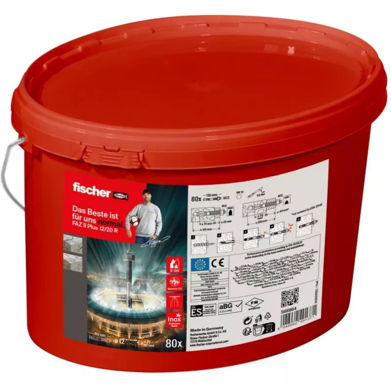 FISCHER Bolt Anchor FAZ II Plus 12/20 R – Roostevaba teras A4, 80 tk kopp