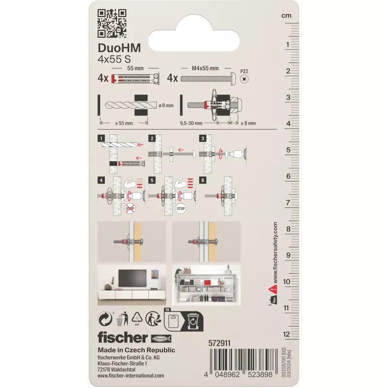 Fischer DuoHM 4x55 S PH PZ õõnesõõts 55 mm 4 tk 572911
