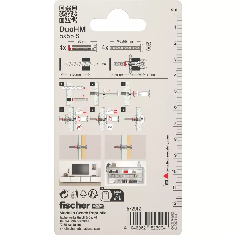 Fischer DuoHM 5x55 S PH PZ õõnesankur 55 mm 4 tk 572912