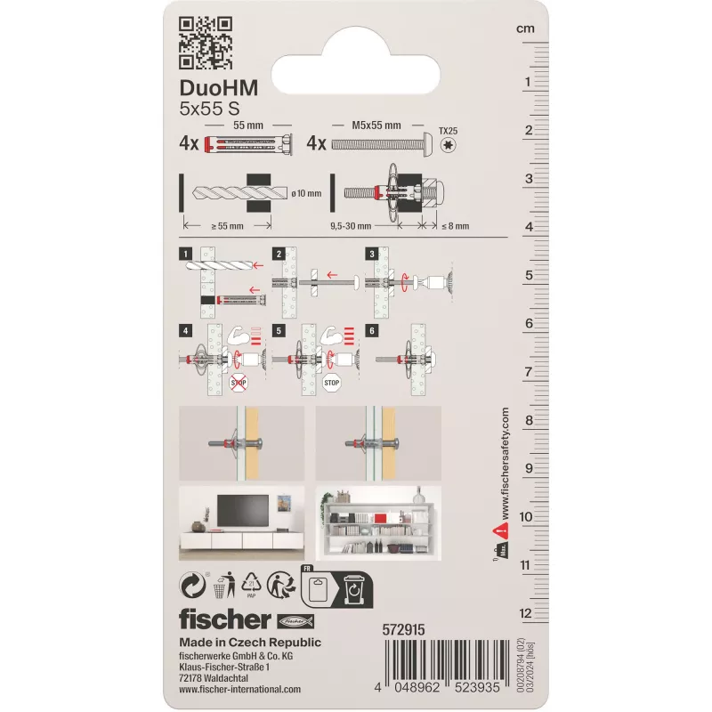 Fischer DuoHM 5x55 S PH TX õõnesõõnsuse ankru komplekt, 4 tükki 572915