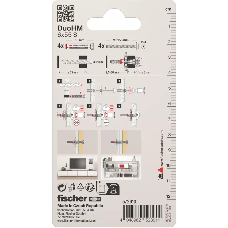 Fischer DuoHM 6x55 S õõnesankur koos kruvidega, 4 tk 572913