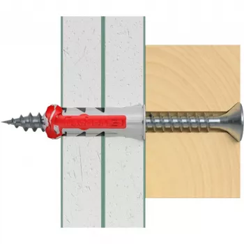 fischer DUOPOWER 6x30 universaalne seinatüübel BigBox, helehall/punane, 950 tk, kinnikäiv karp 570548