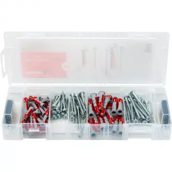 fischer Mini FixTainer - DuoPower tüüblite ja kruvide komplekt Ø 4,5/5/6/8 mm 30/40/50/60 (560097)