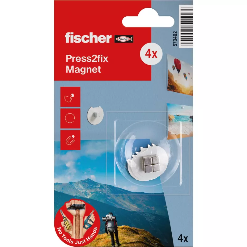fischer Press2fix paigaldusmagnet 10 mm neodüüm 4-osaline komplekt 570492