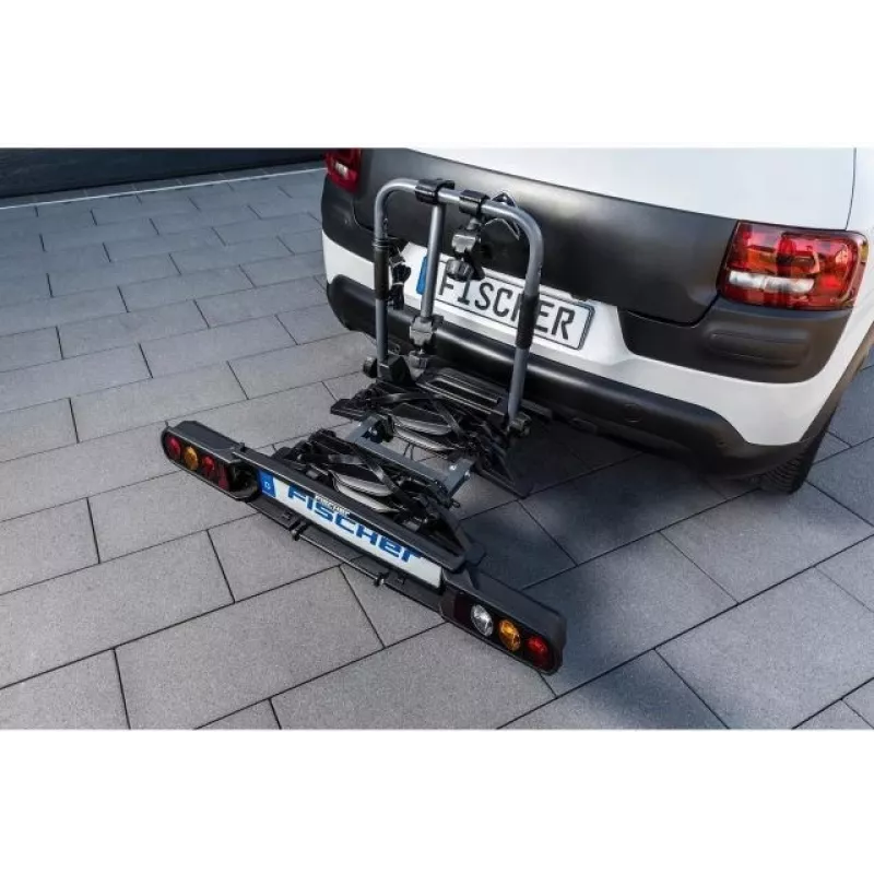 Fischer ProlineEvo 2 Haagisekonksu jalgrattahoidja 2 jalgrattale, 60 kg, kokkupandav, LED-valgustus