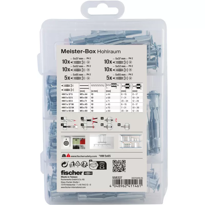 fischer universaalne kinnituskomplekt DUOPOWER 100-osaline komplekt (50 tüüblit, 50 kruvi) 558327