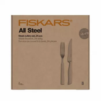FISKARS All Steel 24-osaline praadide söögiriistade komplekt, roostevaba teras, nõudepesumasinakindel