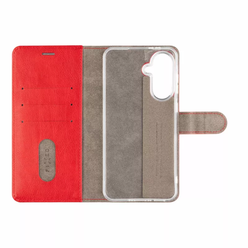 Fixed Opus Book Case Samsung Galaxy A37 5G jaoks, tehismaterjalist nahk, punane