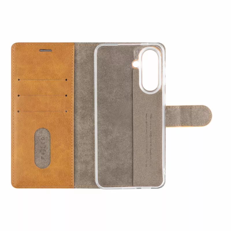 Fixed Opus Book Case Samsung Galaxy A57 5G jaoks, tehismaterjalist nahk, pruun