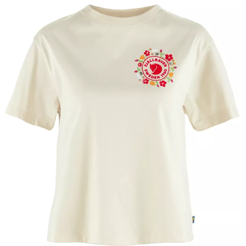 Fjällräven naiste T-särk Fjallblomster logo Chalk White
