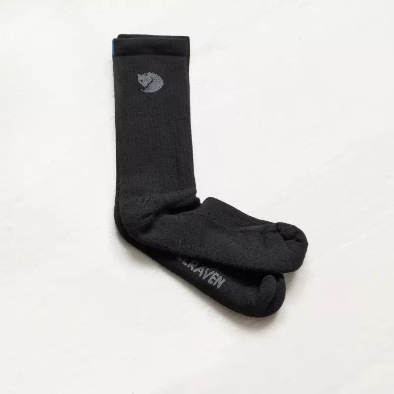 Fjällräven Wool Sock Black Unisex Crew Hiking Socks 1 Pair