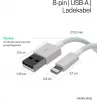 Flexline USB laadimis- ja sünkroonimiskaabel, USB-A – 8-pin (Lightning), 2.0, ABS, valge, 5,0 m (FL31-12048)