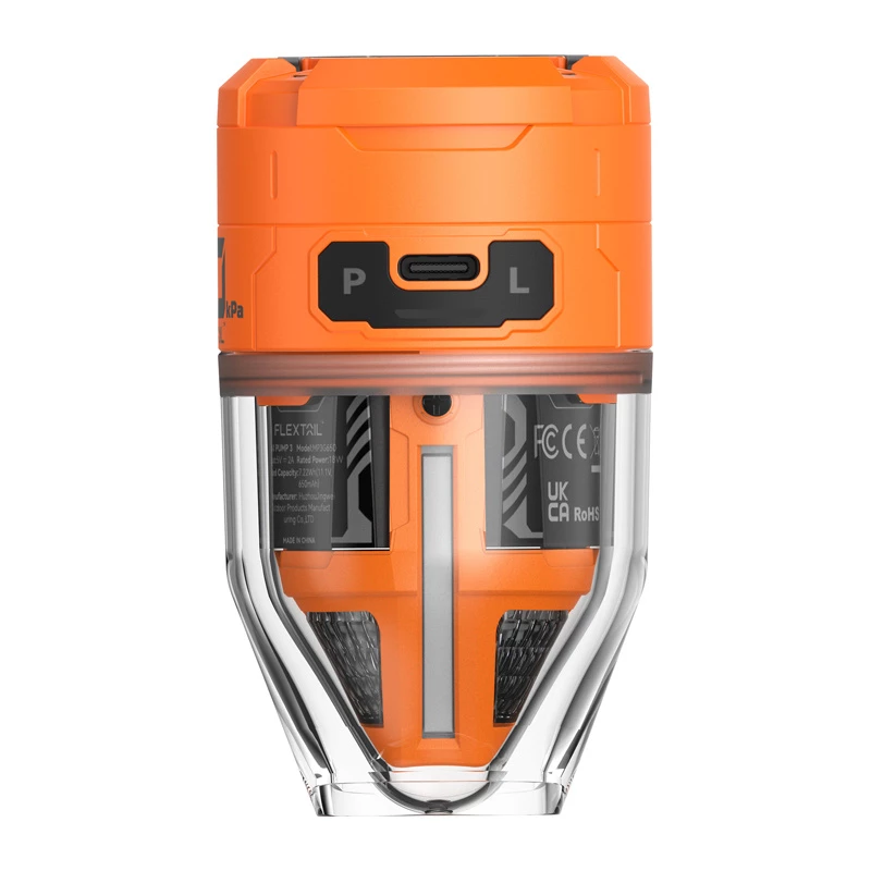 Flextail Max Pump 3 kaasaskantav pump (oranž) – USB-C laetav õhupump LED-tuliga, 3600 mAh, IPX4