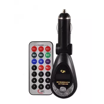 FM-saatja CMP05 kaugjuhtimispuldiga, USB-pistikuga, MicroUSB, SD/TF-kaardi pesaga, 87.5-108 MHz, 12V/24V, must