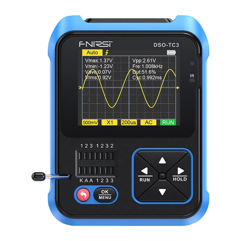 FNIRSI DSO-TC3 Käeshoitav digitaalostsilloskoop, transistori tester, signaaligeneraator 3-in-1