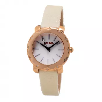 FOLLI FOLLIE Donatella Naiste Kvartskell WF14B002SPS 35mm Roosakuldne Roostevaba Teras Roosa Nahk