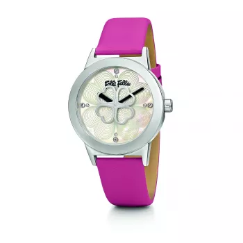 Folli Follie Heart4Heart naiste kell WF13T040SPW 32mm roosakuldne roostevaba teras ja valge nahk