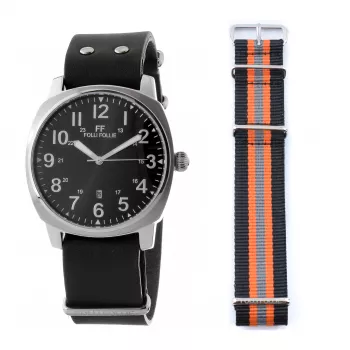 FOLLI FOLLIE MAN WF14T001SDNN 42mm Analoog Kvartskell Must Nahk