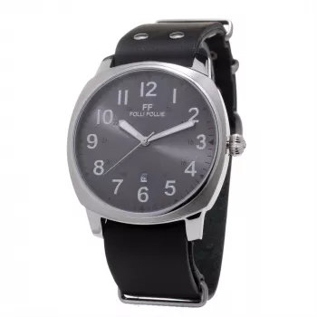 Folli Follie Men's Watch WT14T001SDN 40mm Stainless Steel Leather Quartz Analog