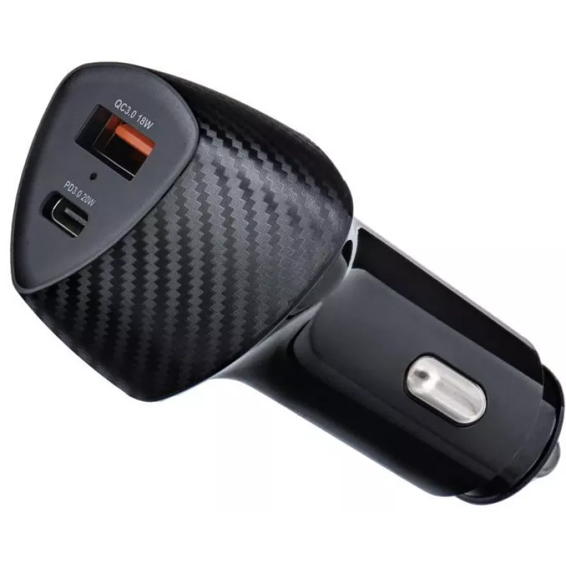 Forcell Carbon CC50-1A1C 38W Autolaadija USB-C PD 3.0 + USB-A QC 3.0 Must