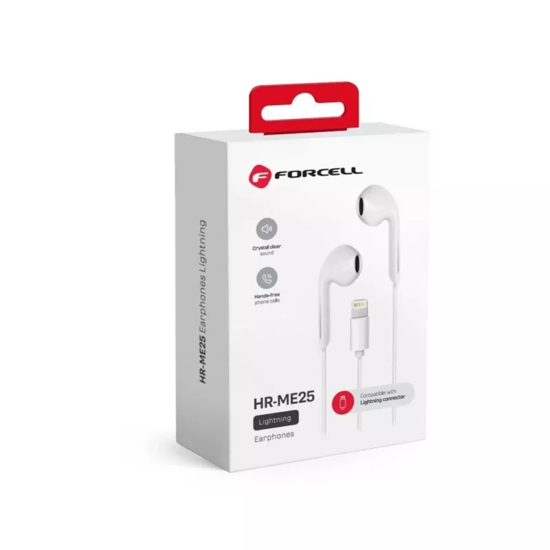 Forcell F-Audio HR-ME25 Lightning kõrvaklapid mikrofoni ja kaugjuhtimispuldiga, valge