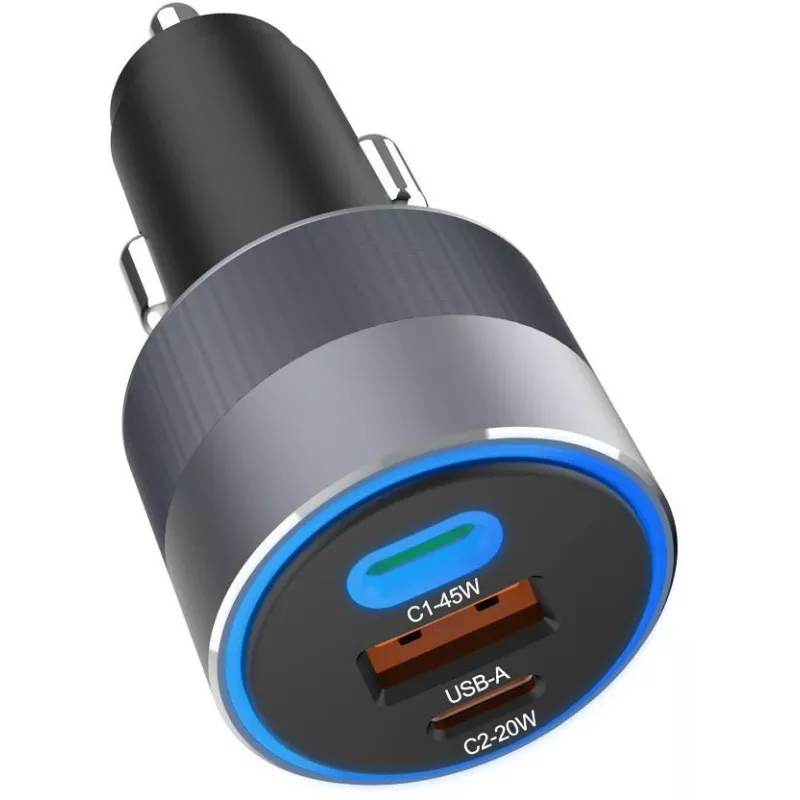 Forcell F-Energy 65 autolaadija 65W, 2x USB-C (PD 3.0) & 1x USB-A (QC 4.0), hall