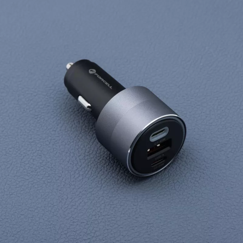 Forcell F-Energy 65 autolaadija 65W, 2x USB-C (PD 3.0) & 1x USB-A (QC 4.0), hall
