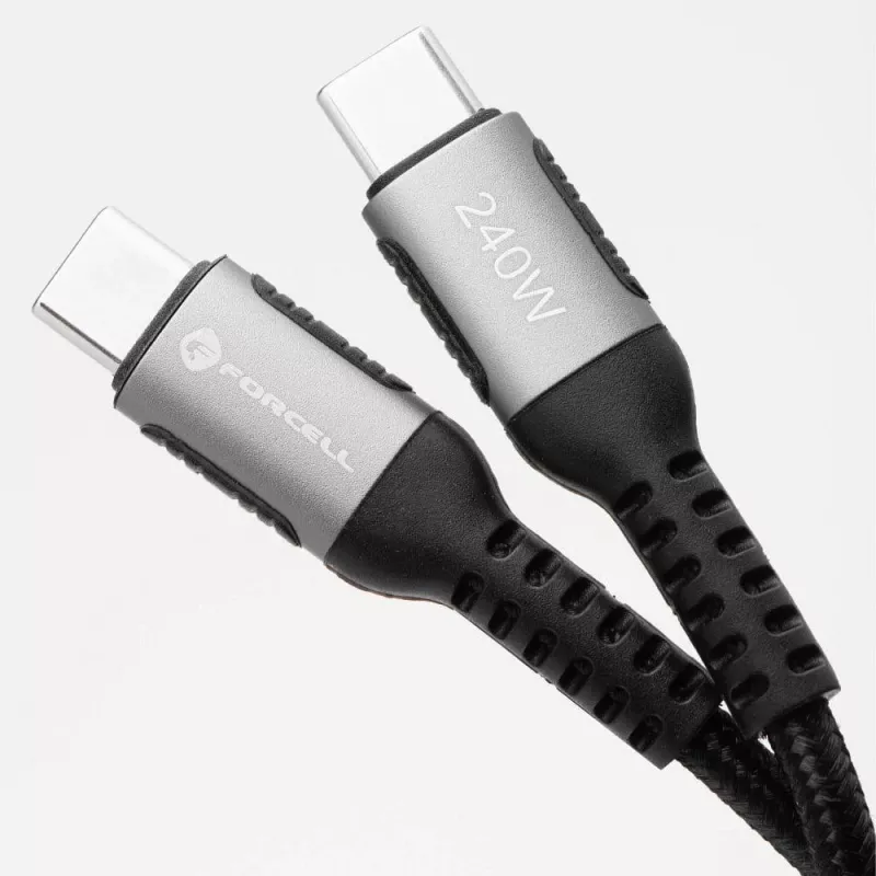 FORCELL F-Energy Cafule USB-C to USB-C kaabel 1.2m 240W 5A PD QC 4.0 Punutud must