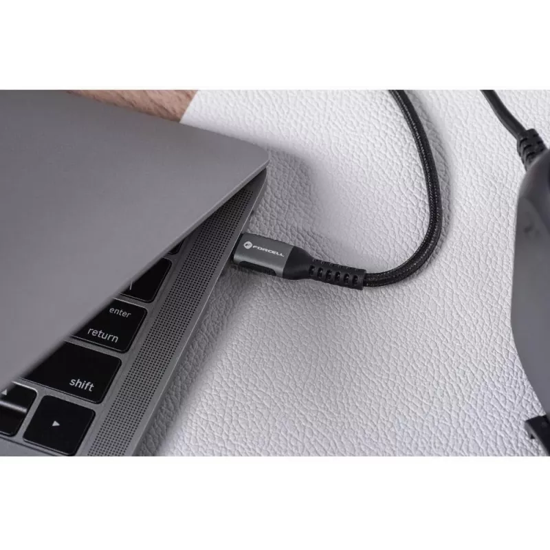 Forcell F-Energy Cafule USB-C to USB-C kaabel 3m 240W PD 3.1 QC 4.0 punutud must