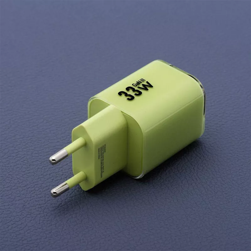 Forcell F-Energy GaN III VT-41 33 W GaN seinilaadija, 1x USB-C PD 3.0/PPS ja 1x USB-A QC 4.0, roheline