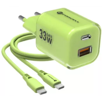 Forcell F-Energy GaN III VT-41 33 W GaN seinilaadija, 1x USB-C PD 3.0/PPS ja 1x USB-A QC 4.0, roheline