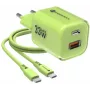 Forcell F-Energy GaN III VT-41 33 W GaN seinilaadija, 1x USB-C PD 3.0/PPS ja 1x USB-A QC 4.0, roheline