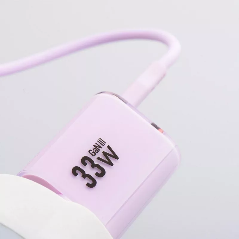 Forcell F-Energy GaN III VT-41 33W 1x USB-C 1x USB-A PD 3.0 QC 4.0 seinadapter, lilla
