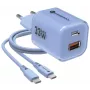 Forcell F-Energy GaN III VT-41 33W USB-C & USB-A seinadapter, PD 3.0, QC 4.0, sinine