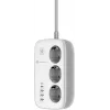 Forcell F-Energy VT-PS03 nutikas pikendusjuhe, 3x Schuko pistikupesa, USB-C PD 30W, 3x USB-A QC 3.0, Wi-Fi, Tuya rakenduse juhtimine, 2500W/10A
