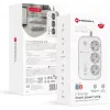 Forcell F-Energy VT-PS03 nutikas pikendusjuhe, 3x Schuko pistikupesa, USB-C PD 30W, 3x USB-A QC 3.0, Wi-Fi, Tuya rakenduse juhtimine, 2500W/10A