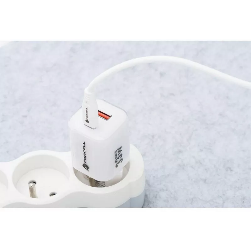 Forcell VT-41 GaN III 33W seinadapter 1x USB-C PD 3.0 & 1x USB-A QC 4.0 (valge)