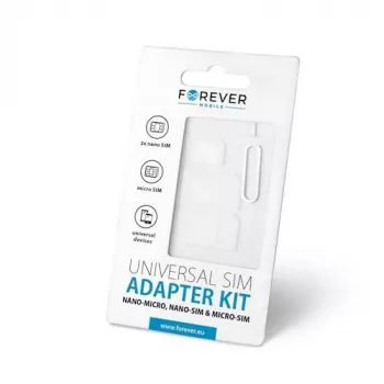 Forever Universal NANO SIM/Micro, Micro SIM to NANO/SIM (3in1) SIM-kaardi adapterikomplekt eemaldusnõelaga